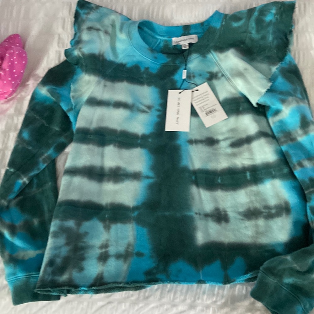 NWT Tie- Dye ruffle shoulder sweatshirt